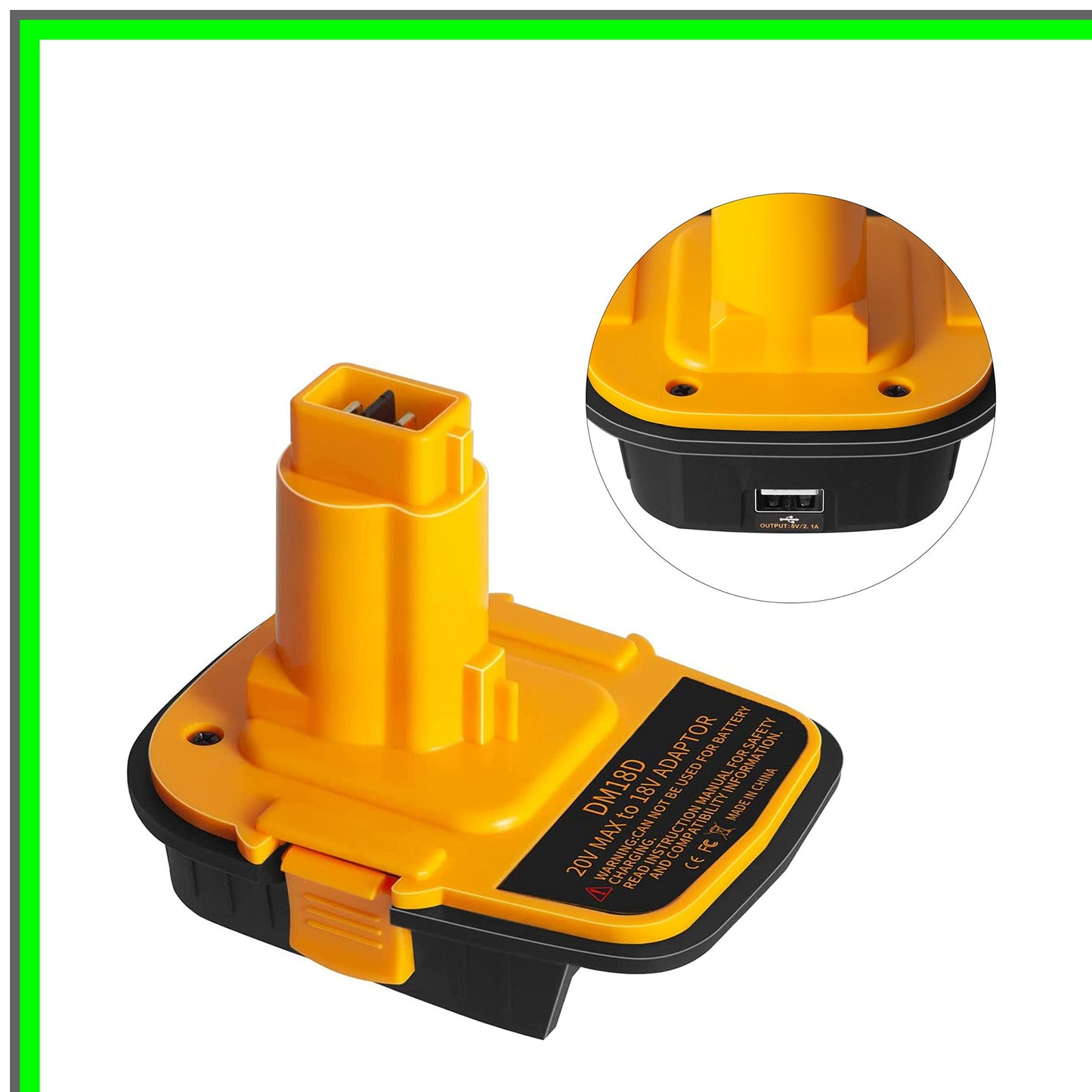 18V to 20V Battery Adapter for Milwaukee M18 Tools with USB Compatibility