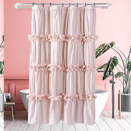 Peach Ruffle Shower Curtain 36x72 inches