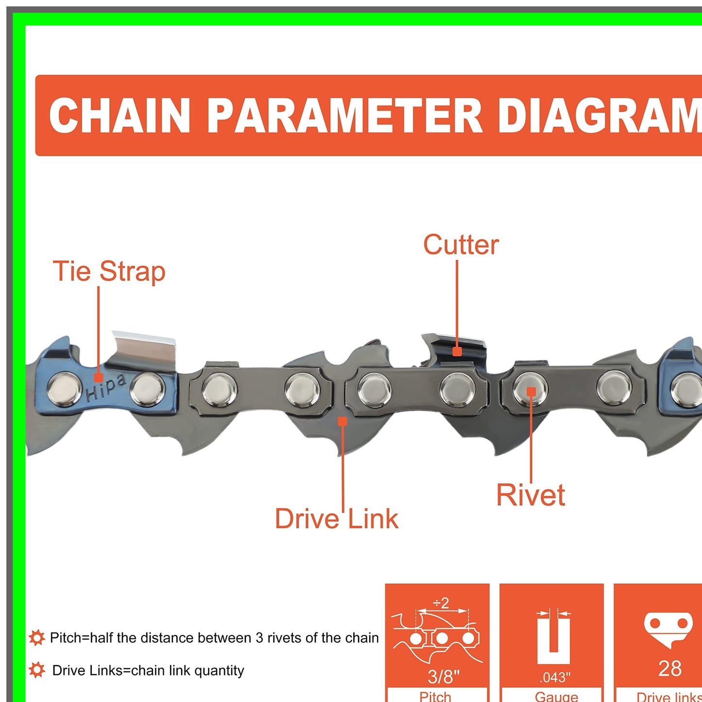 R28 6 Inch Chainsaw Chain for Milwaukee M12 and Remington Branch Wizard
