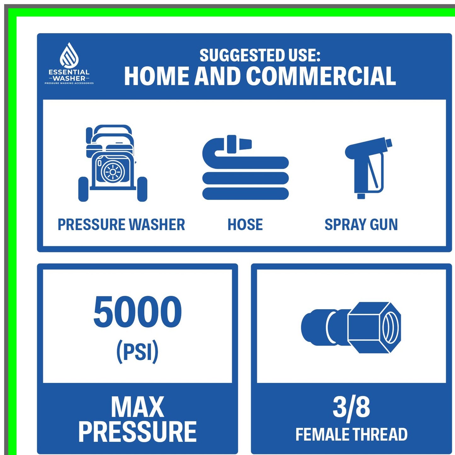 Stainless Steel 3/8 Inch Quick Connect Pressure Fittings Set of 2