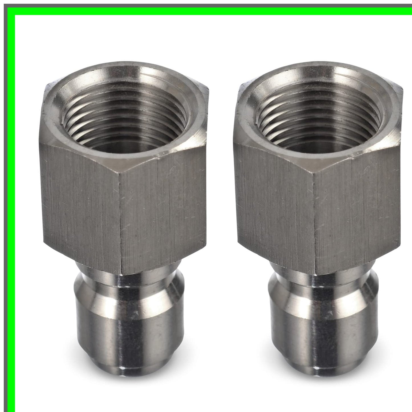 Stainless Steel 3/8 Inch Quick Connect Pressure Fittings Set of 2