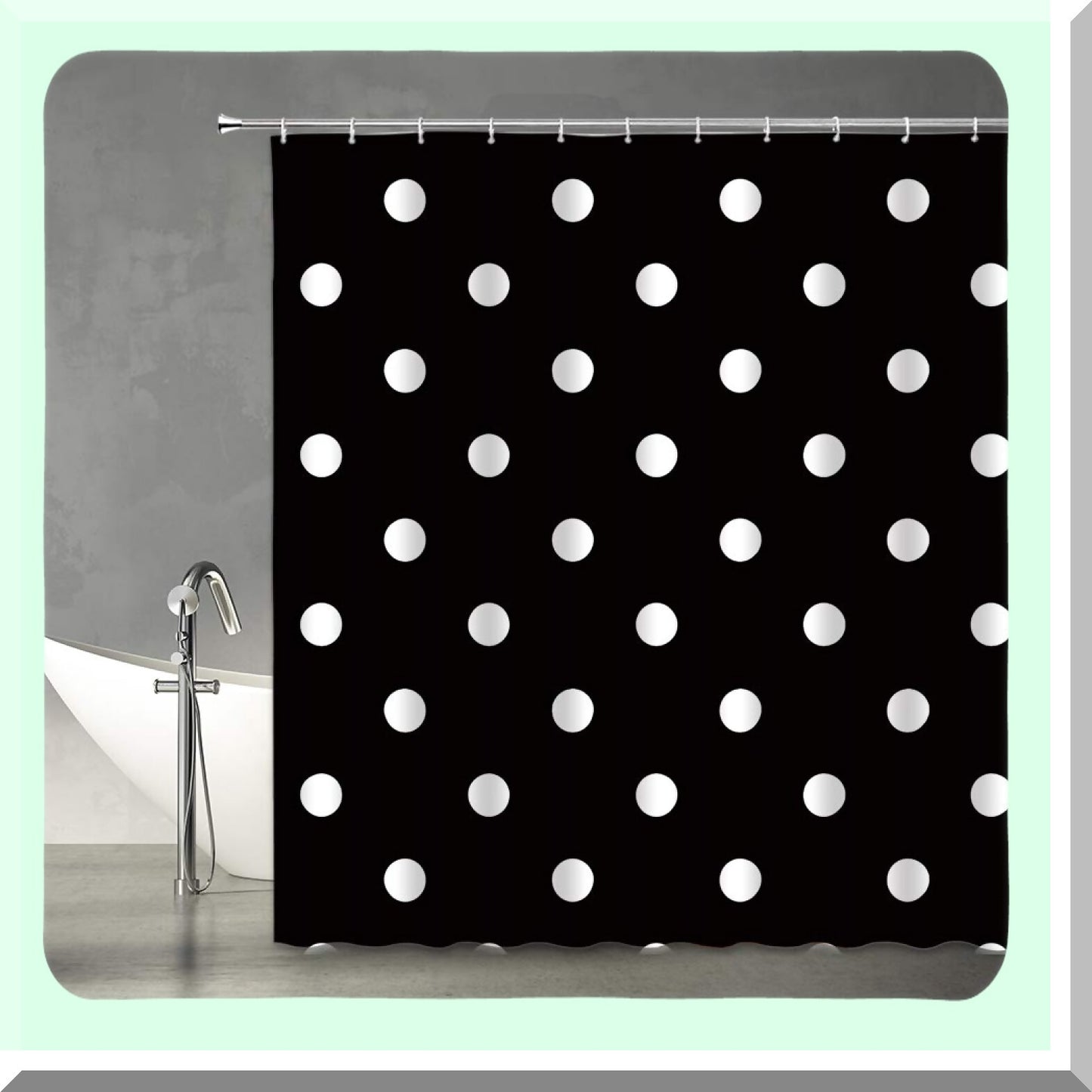 Polka Dot Shower Curtain Black White 70x70 inches