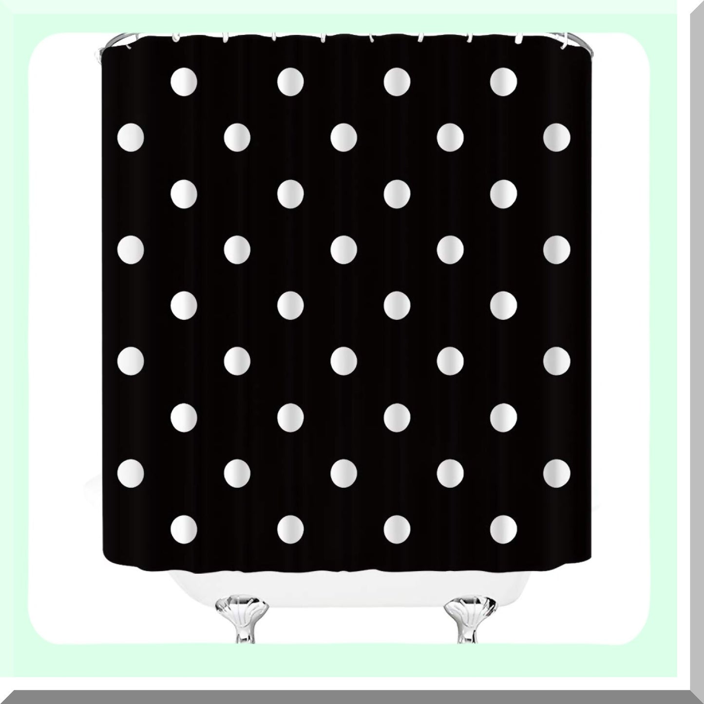 Polka Dot Shower Curtain Black White 70x70 inches