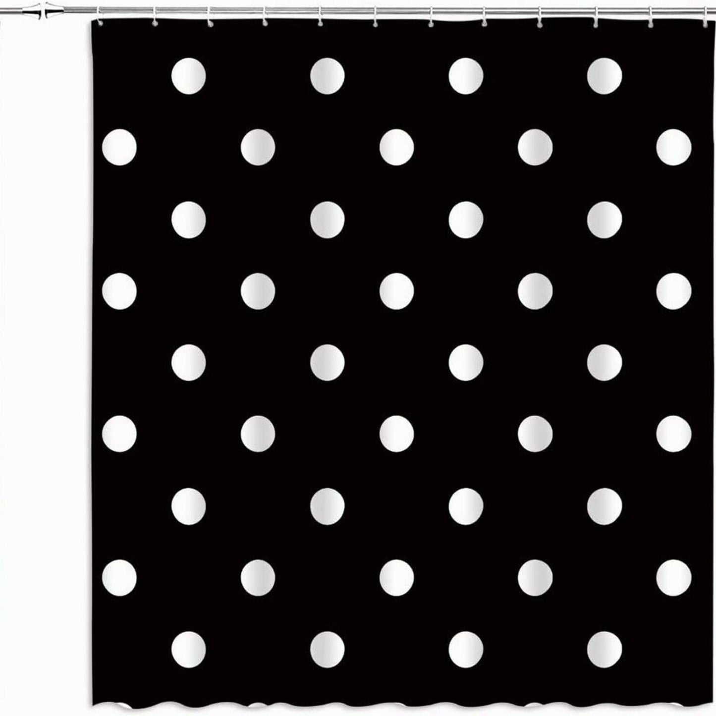 Polka Dot Shower Curtain Black White 70x70 inches