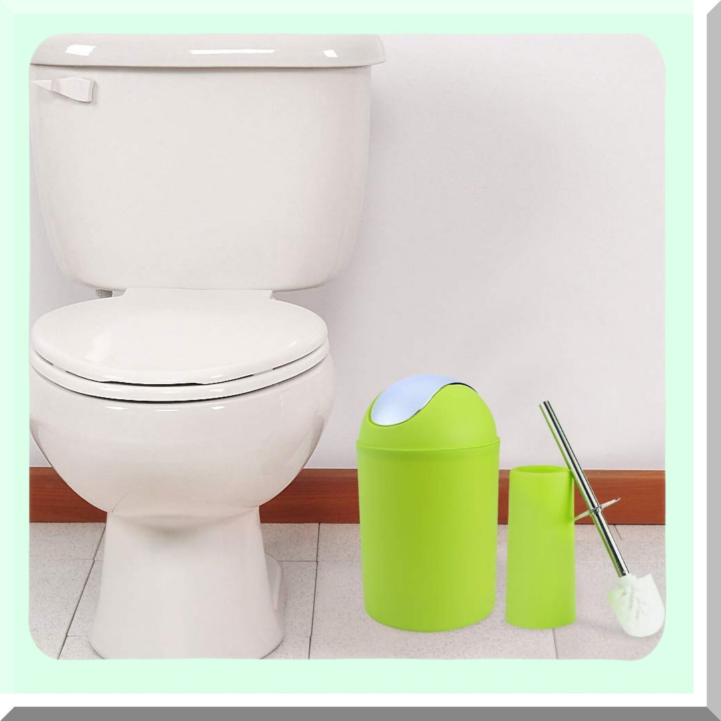 6-Piece Green Plastic Bathroom Accessory Set