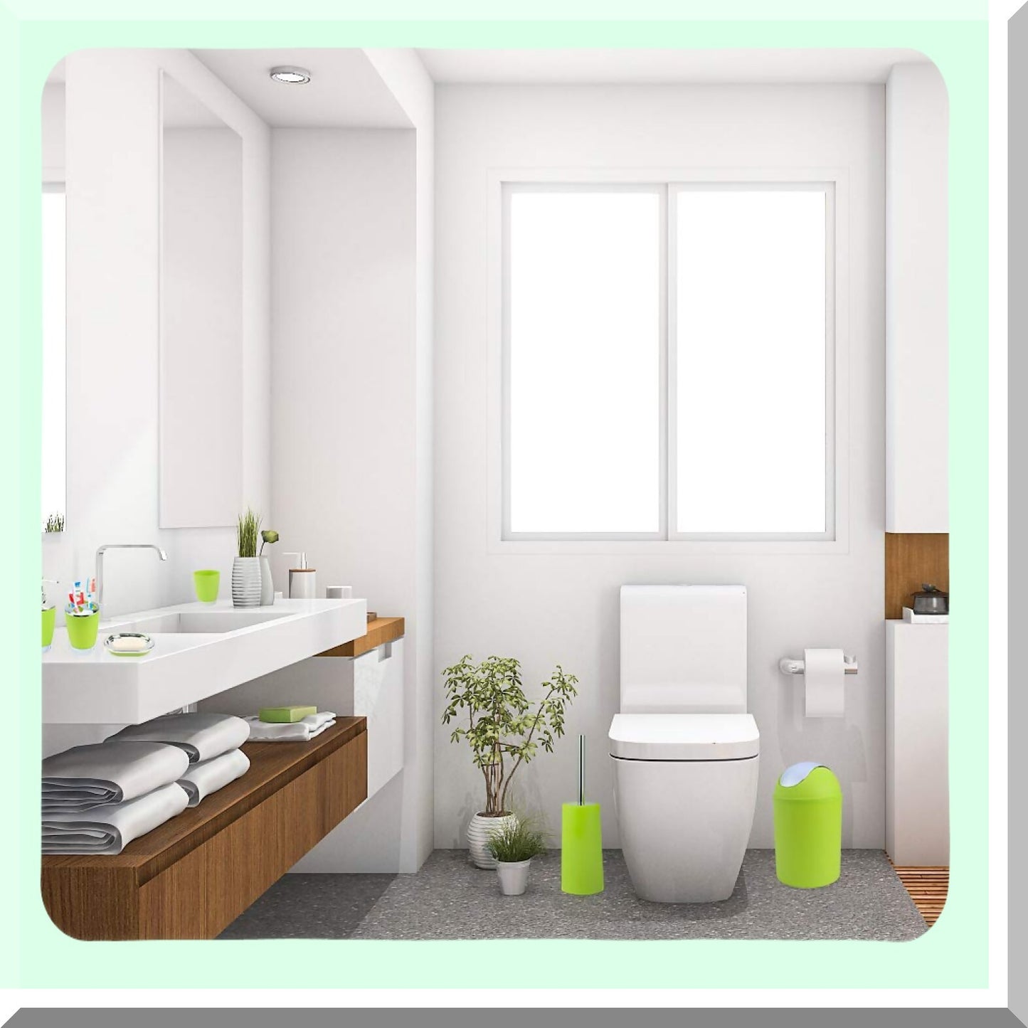 6-Piece Green Plastic Bathroom Accessory Set