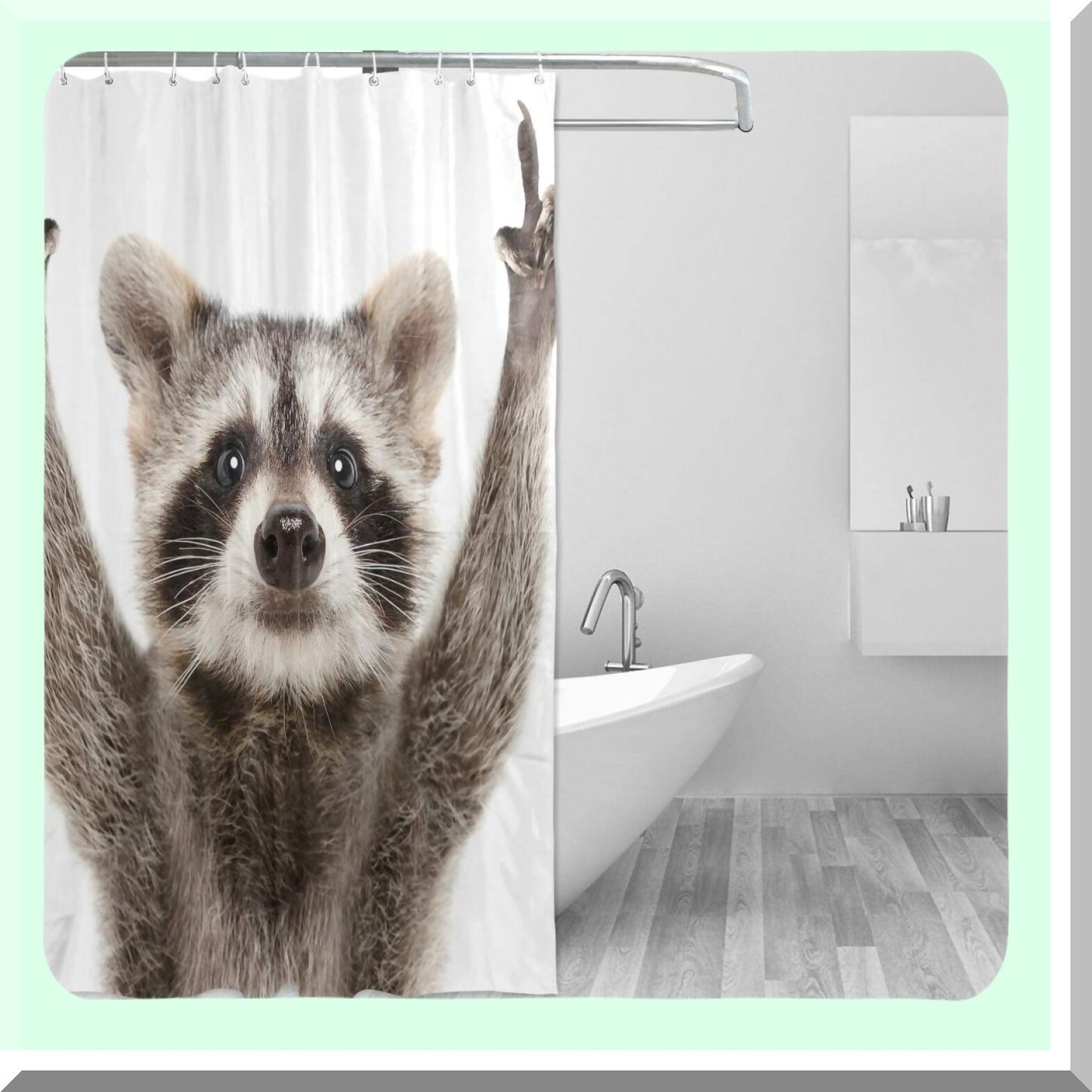 Raccoon Shower Curtain 72x72 Waterproof Fabric