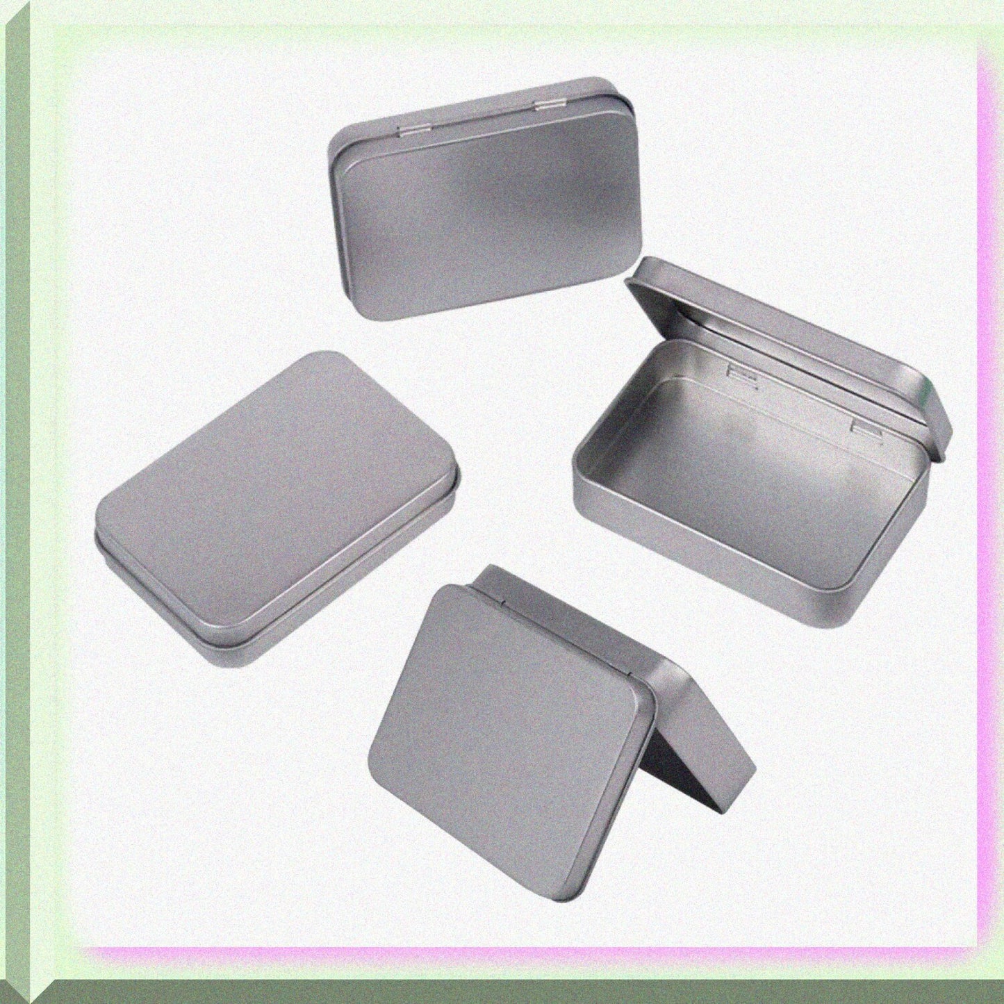 4 Pieces Rectangular Hinged Metal Storage Containers