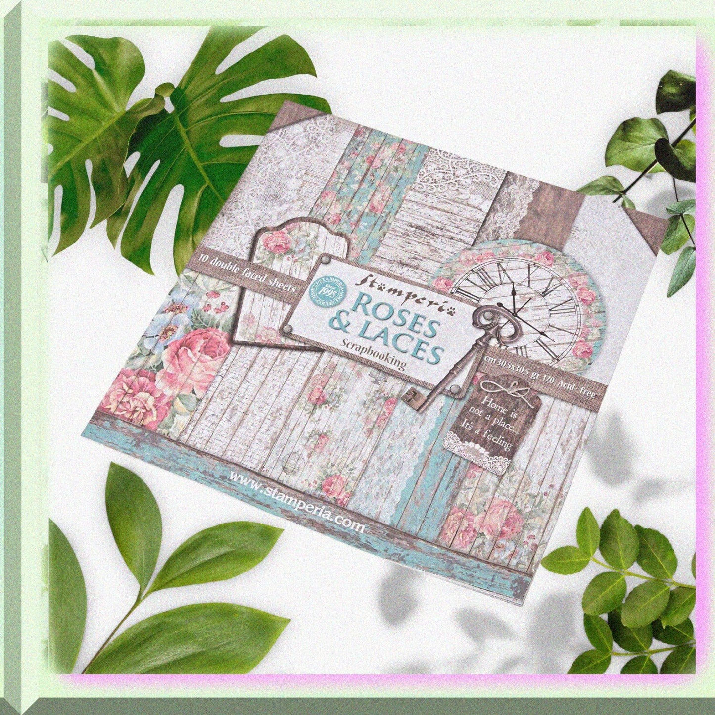 Pack of 10 Double-Sided Multicoloured Scrapbooking Sheets