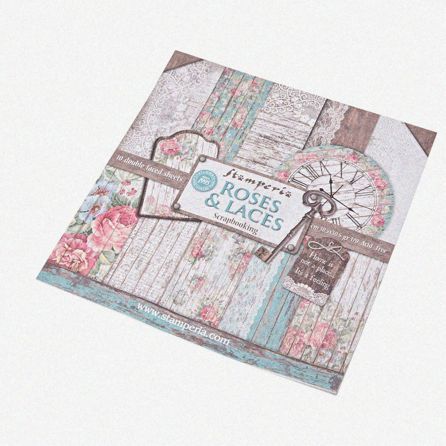 Pack of 10 Double-Sided Multicoloured Scrapbooking Sheets