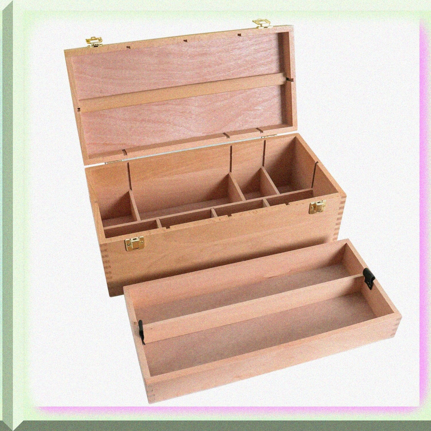 Artist Wood Pastel Pen Marker Storage Box with Drawer