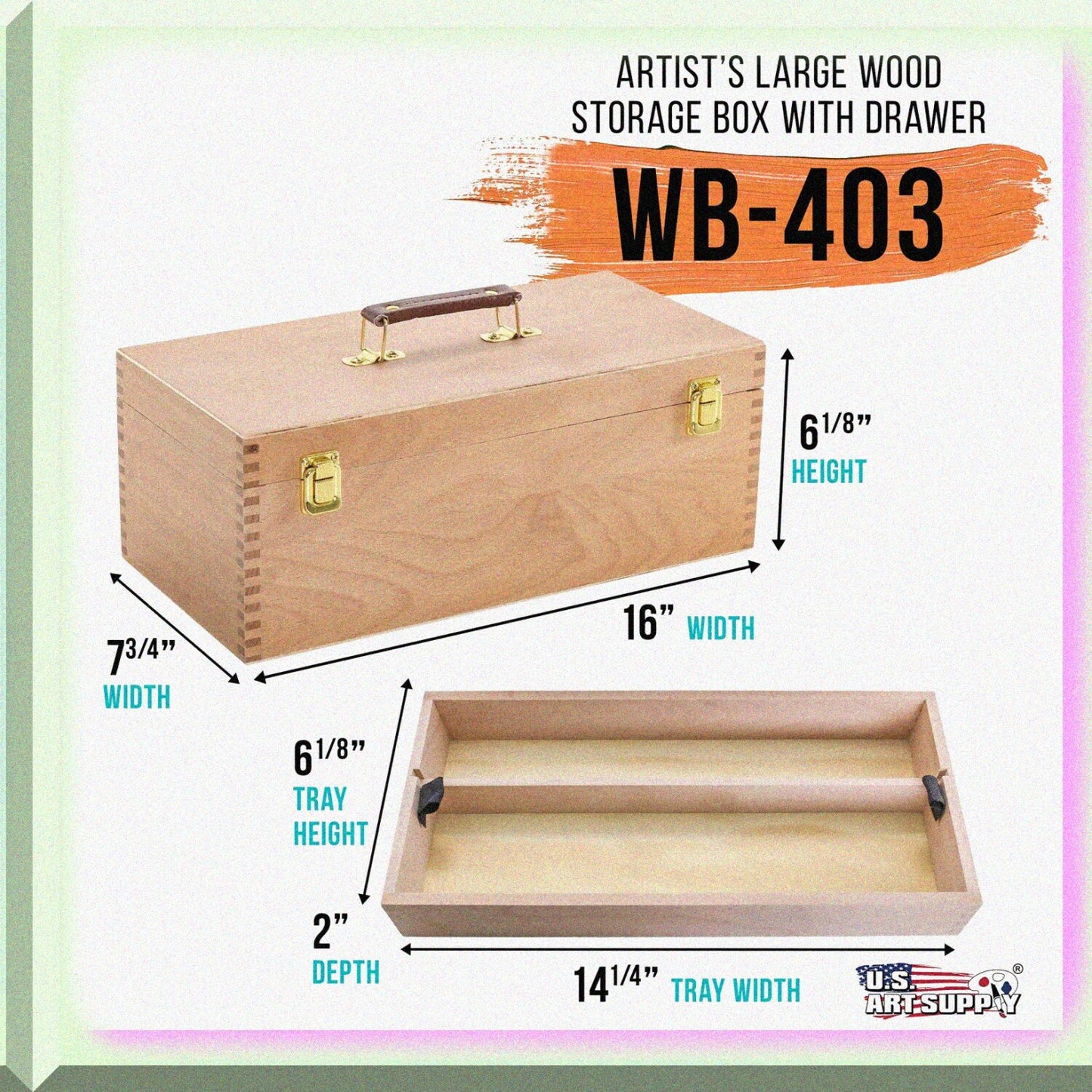 Artist Wood Pastel Pen Marker Storage Box with Drawer