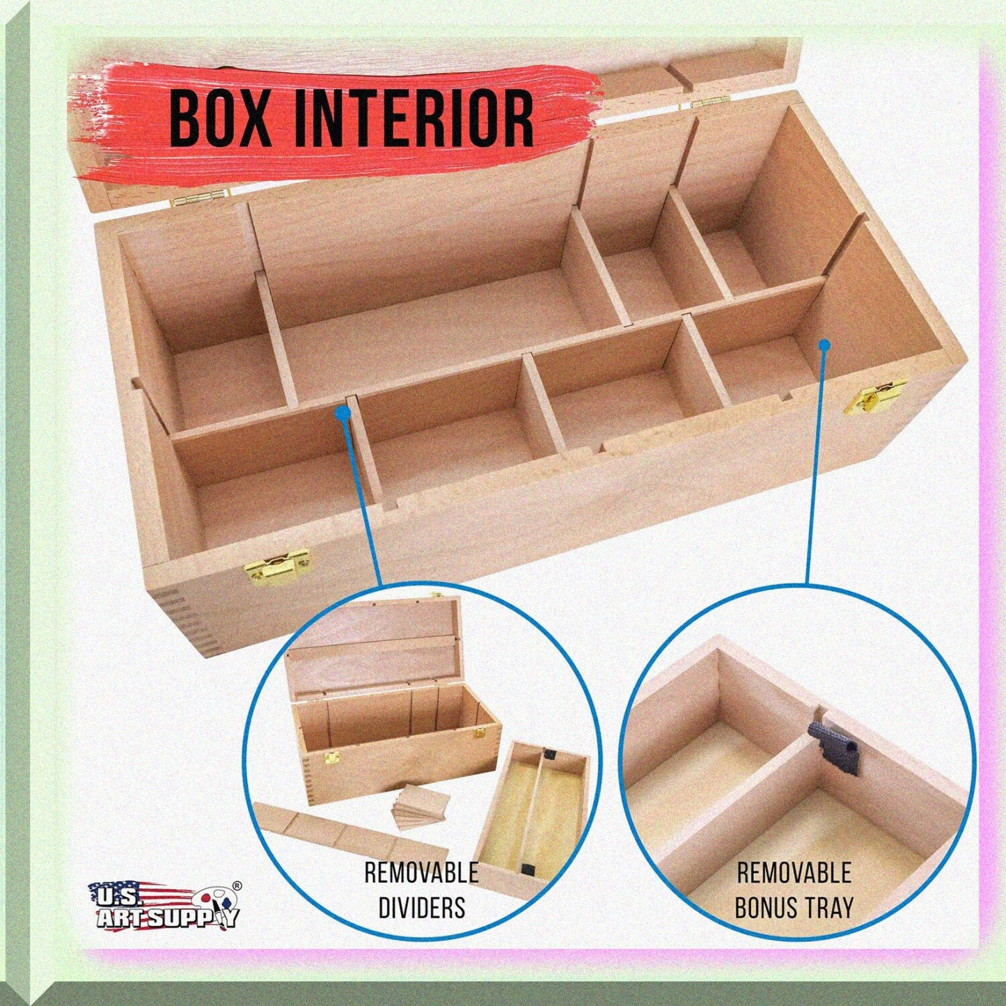 Artist Wood Pastel Pen Marker Storage Box with Drawer