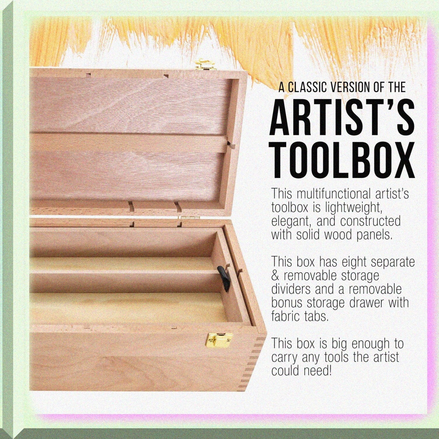 Artist Wood Pastel Pen Marker Storage Box with Drawer