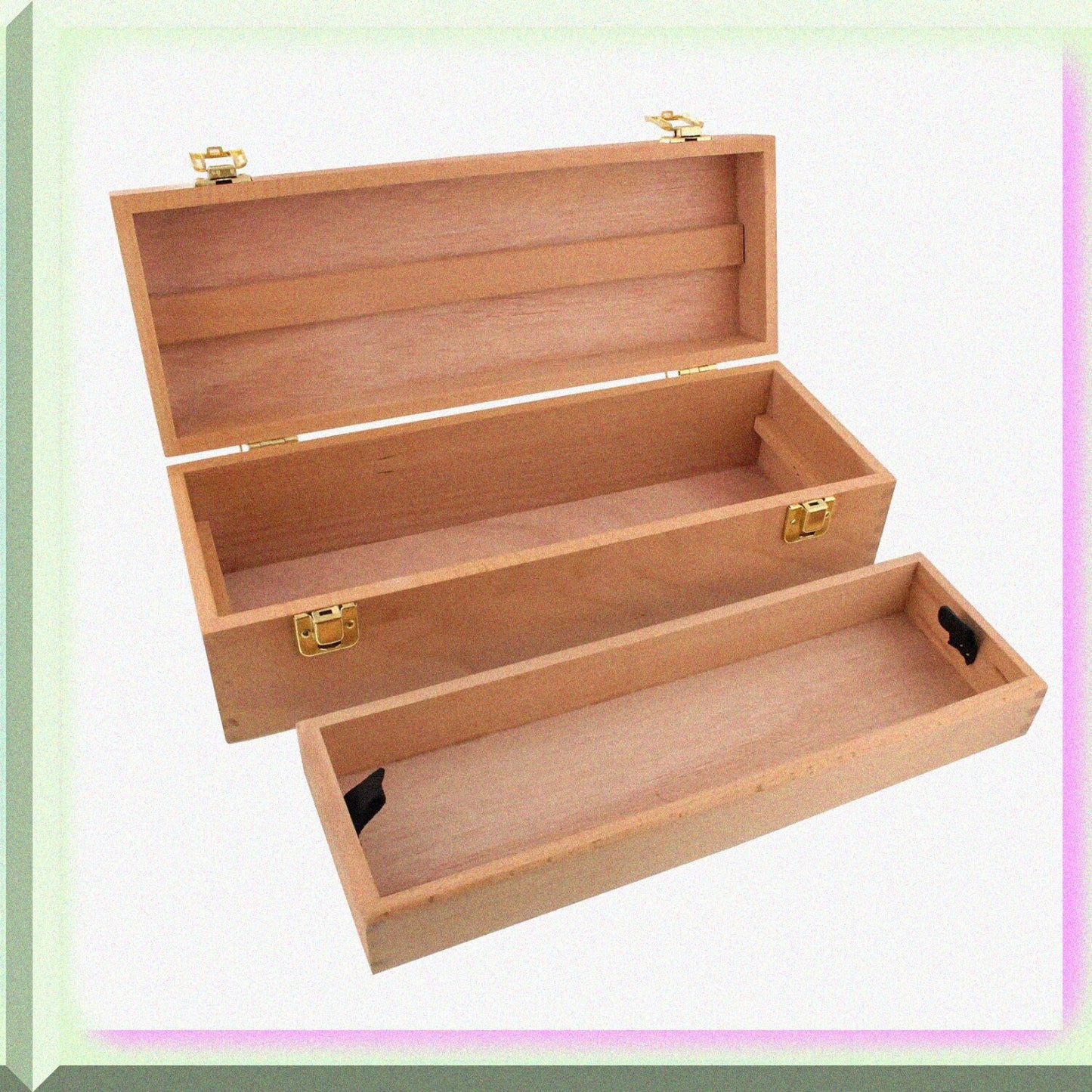 Wooden Artist Storage Box with Drawer, Medium