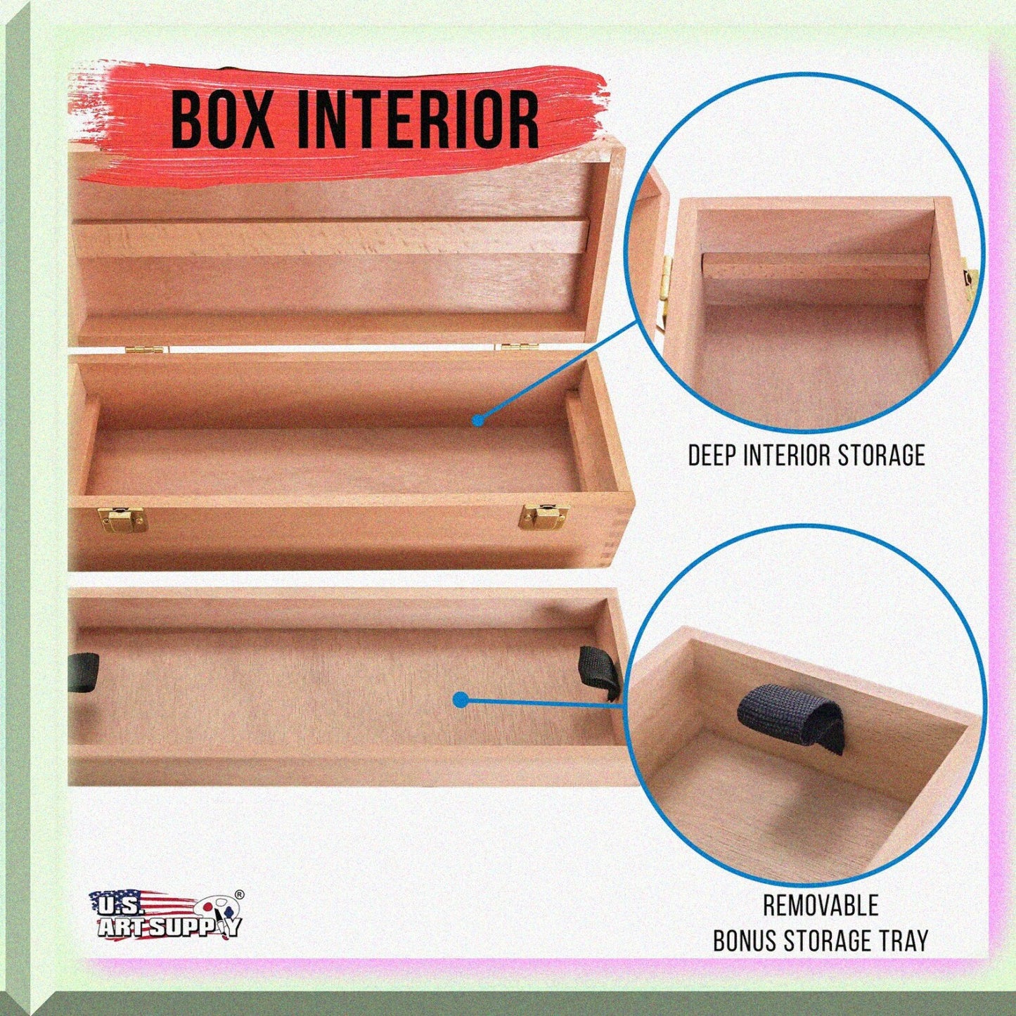 Wooden Artist Storage Box with Drawer, Medium