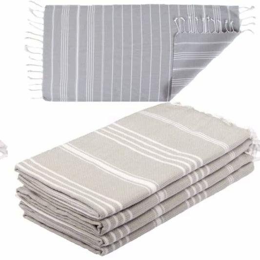 4 Pack Turkish Cotton Hand Towels 18x40 Silver Gray
