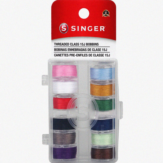 Assorted Color Threaded Bobbins in Plastic Case