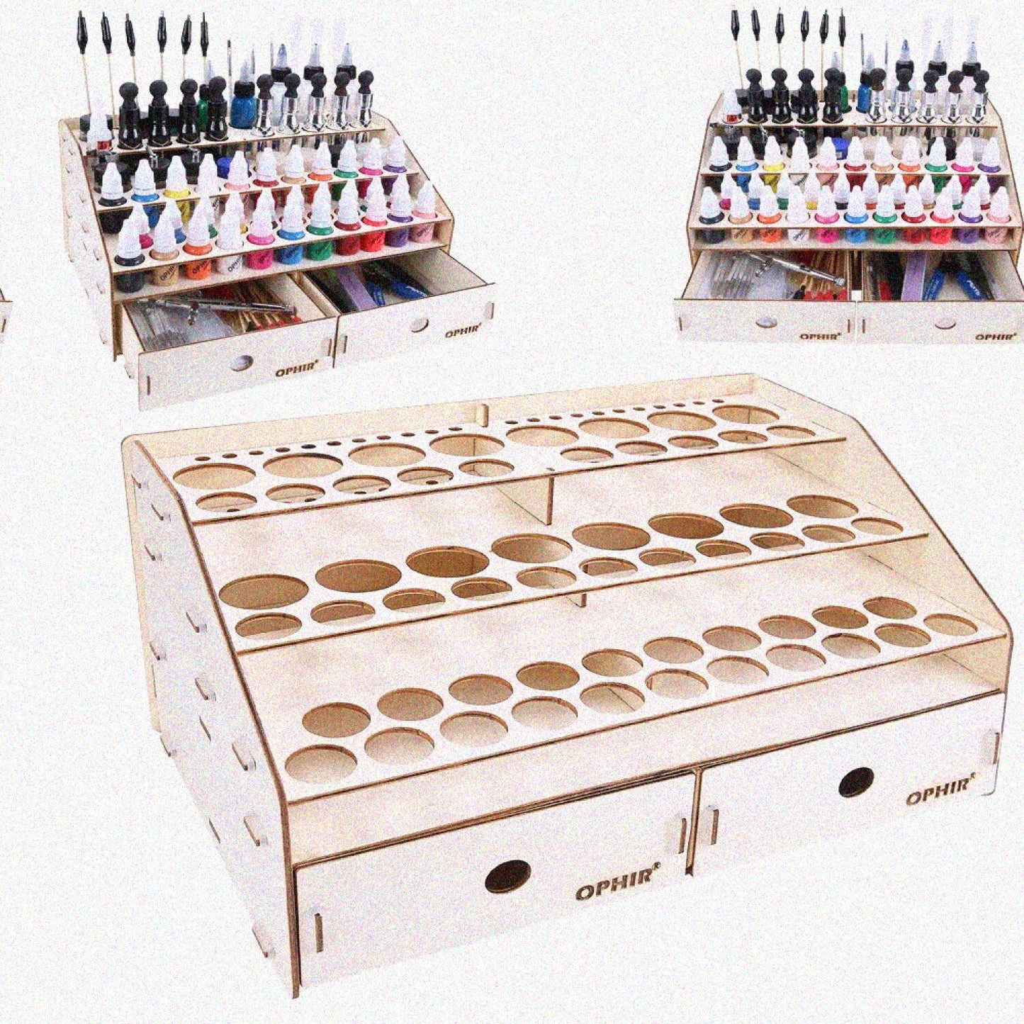 Wooden Paint Rack Stand for 58 Bottles