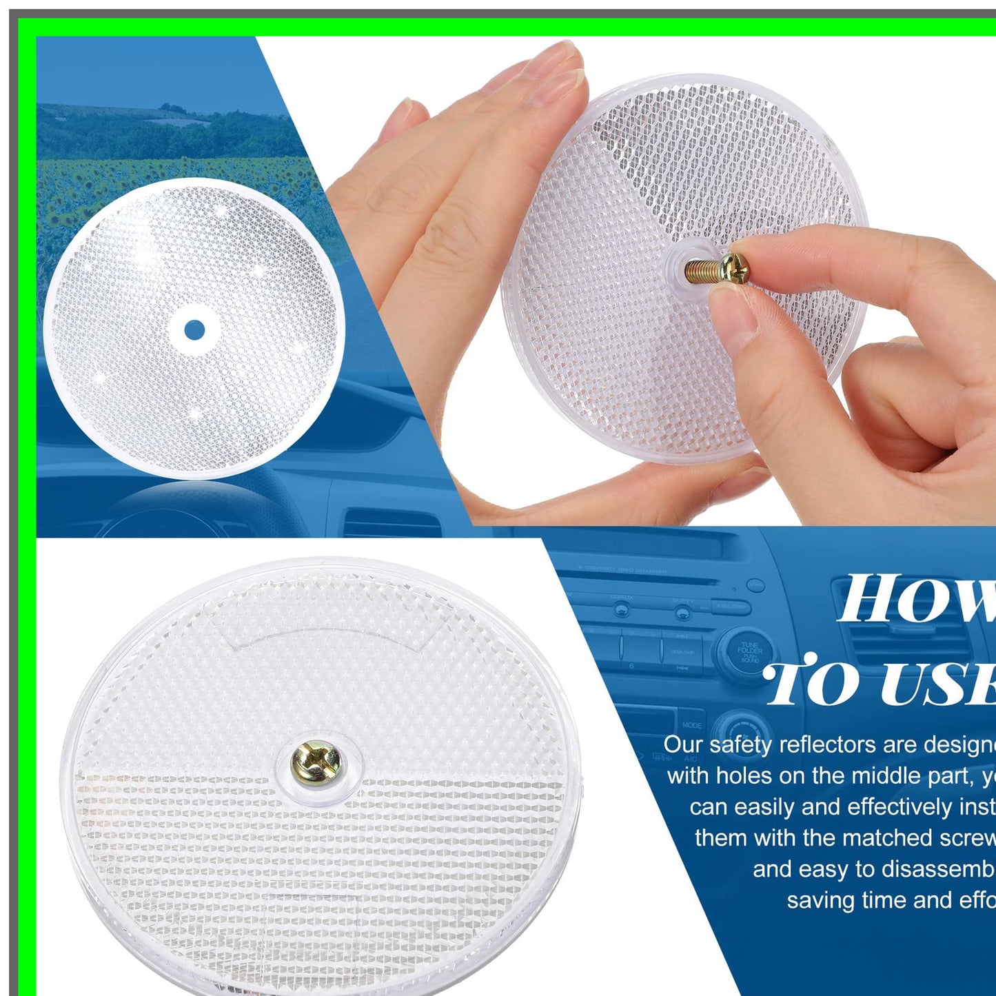 20 Pcs 3 Inch Round Reflectors for Trailers Gates Mailboxes Safety Markers