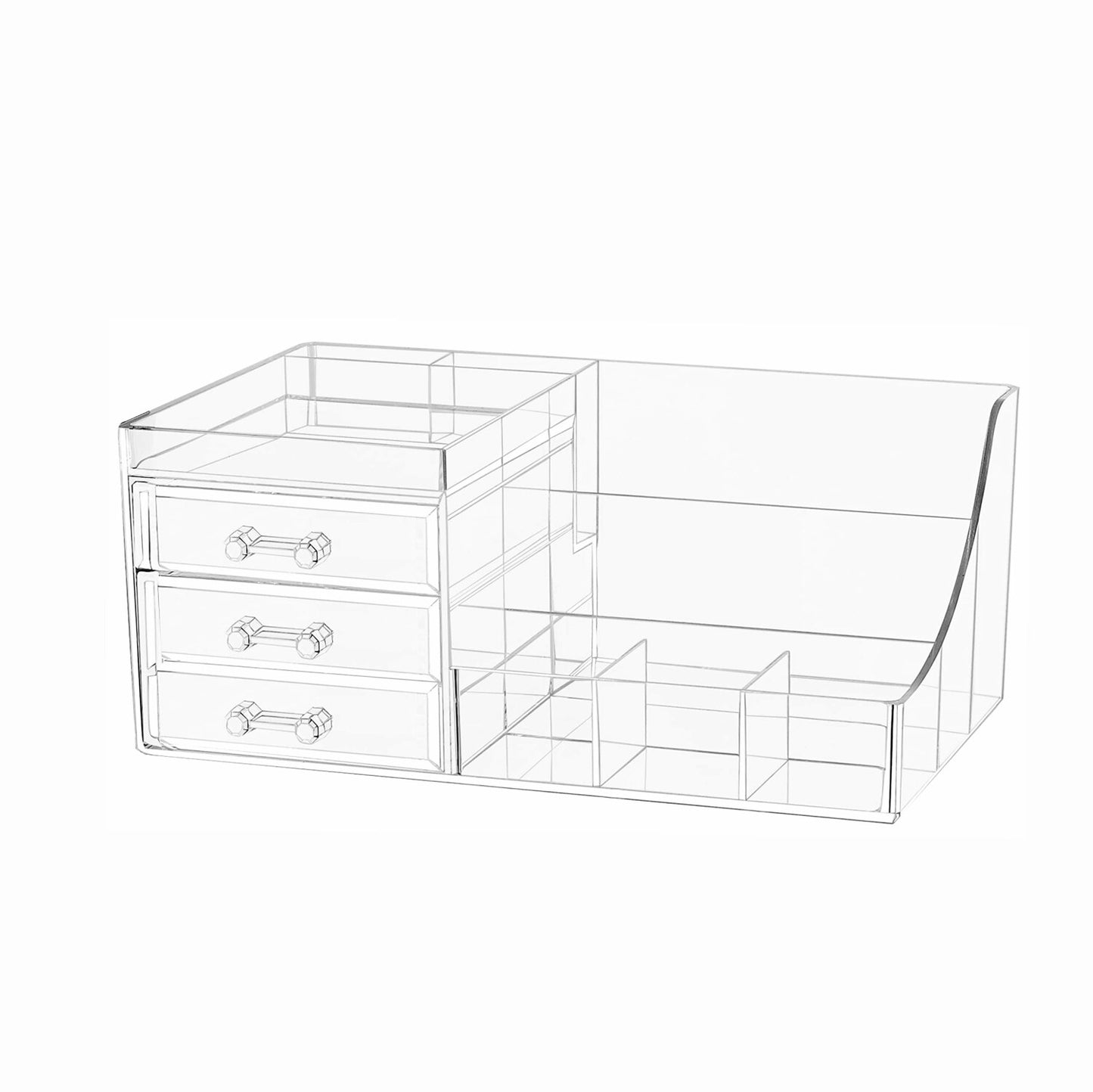 Stackable Clear Makeup Organizer with 3 Drawers
