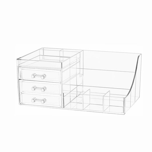 Stackable Clear Makeup Organizer with 3 Drawers