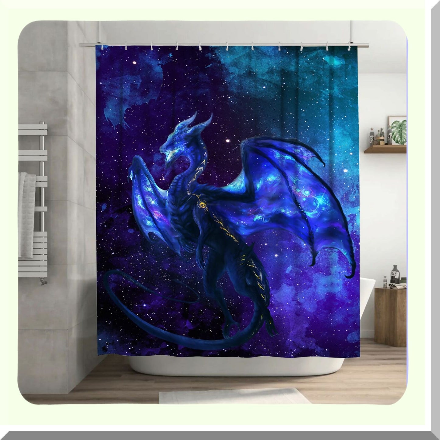 Dragon Galaxy Shower Curtain Blue Purple Waterproof Polyester 60x72