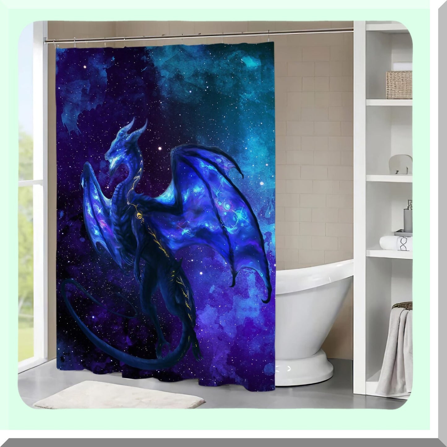 Dragon Galaxy Shower Curtain Blue Purple Waterproof Polyester 60x72