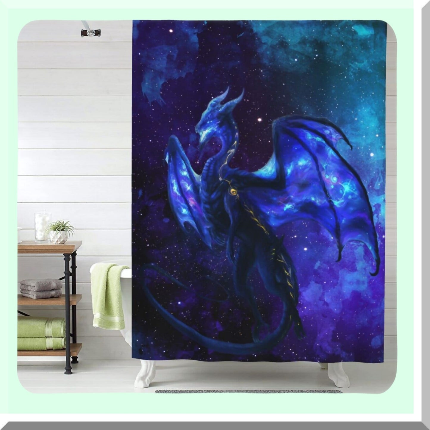 Dragon Galaxy Shower Curtain Blue Purple Waterproof Polyester 60x72
