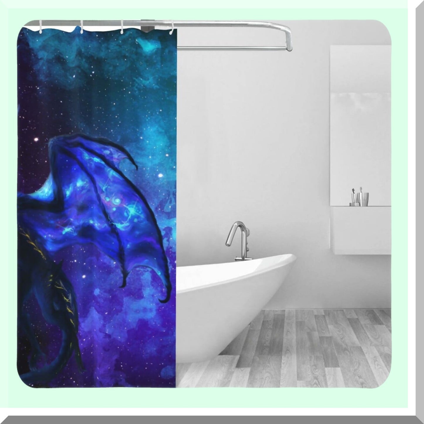 Dragon Galaxy Shower Curtain Blue Purple Waterproof Polyester 60x72
