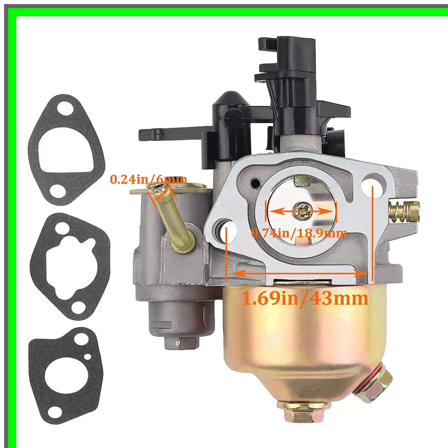 212cc Carburetor Kit for Predator 6.5HP 7HP Engines with Spark Plug and Insulator