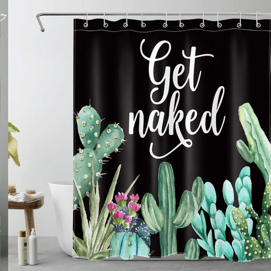 Sage Green Cactus Shower Curtain 60x72 inch Polyester