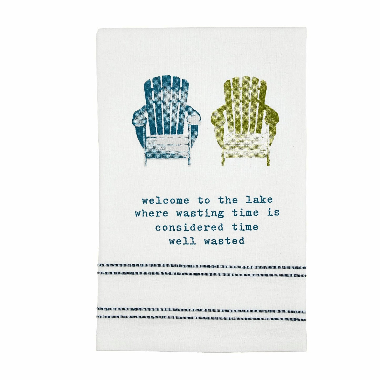 Lake Watercolor Towel 26" x 13" White