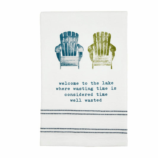 Lake Watercolor Towel 26" x 13" White