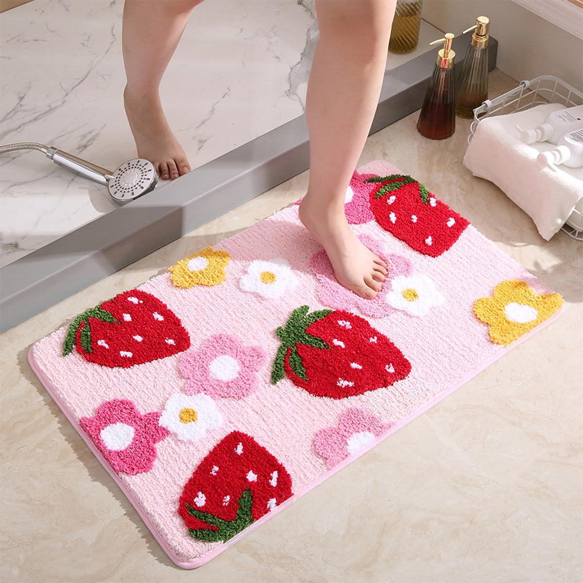 Strawberry Pink Microfiber Bath Mat 31"x20"