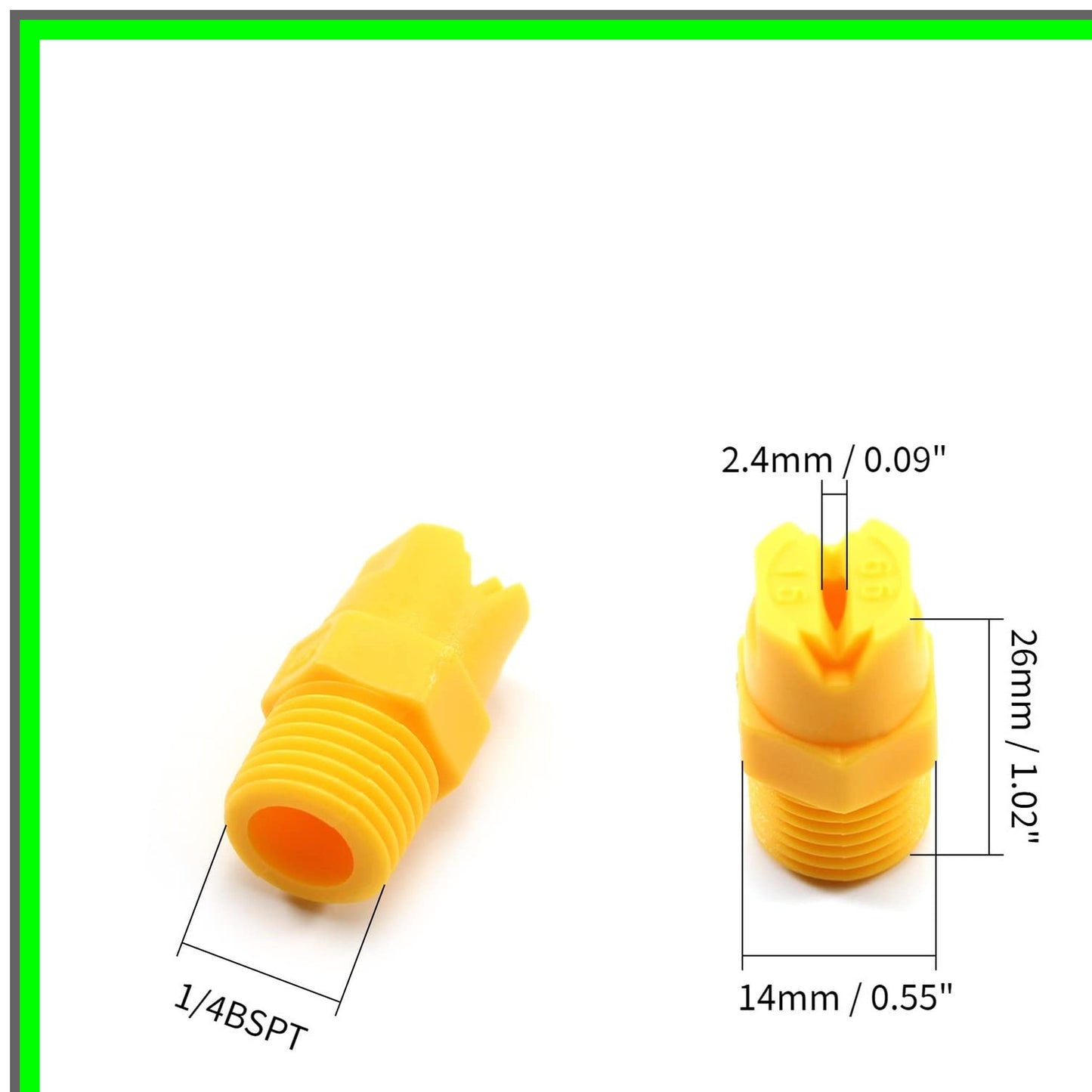 Precision Flat Fan Spray Nozzle Set, 1/4BSPT Male Thread, 5 Pack