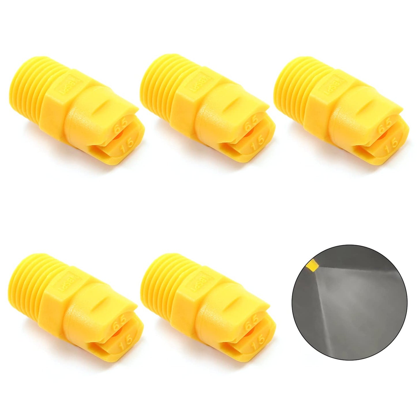 Precision Flat Fan Spray Nozzle Set, 1/4BSPT Male Thread, 5 Pack