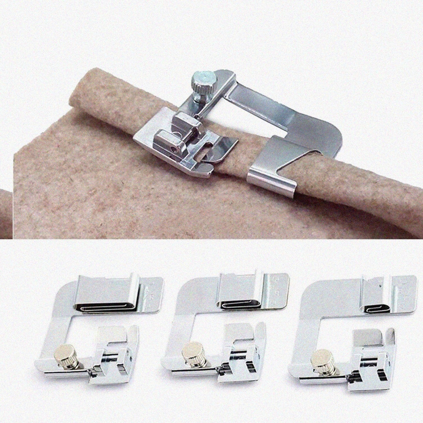 3 Sizes Rolled Hem Pressure Foot Set for Low Shank Sewing Machines