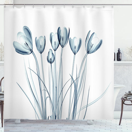 Flower Shower Curtain with Tulips X-ray Image, 69" x 70"