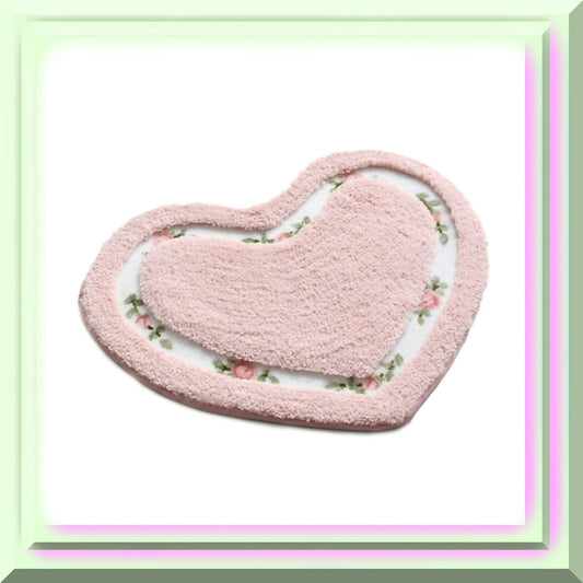 Pink Heart-Shaped Bathroom Mat, Super Soft, 50cm