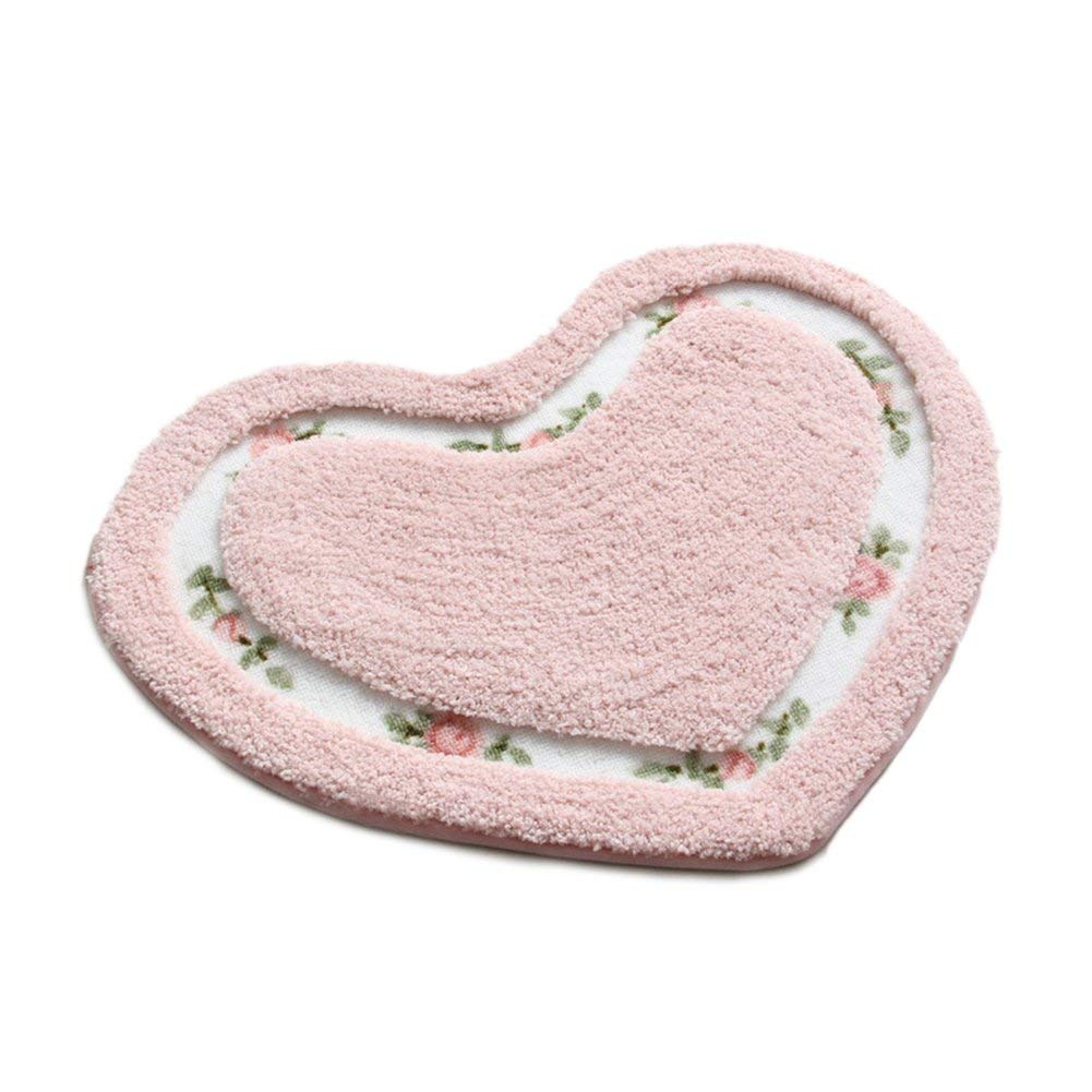 Pink Heart-Shaped Bathroom Mat, Super Soft, 50cm