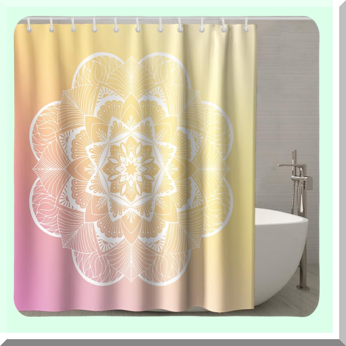 Boho Floral Shower Curtain Set 72x72 inches
