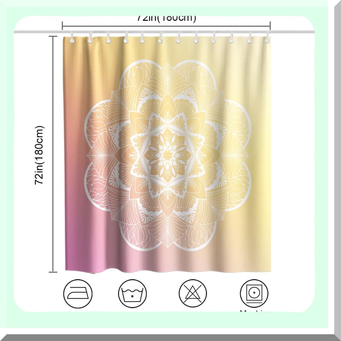 Boho Floral Shower Curtain Set 72x72 inches