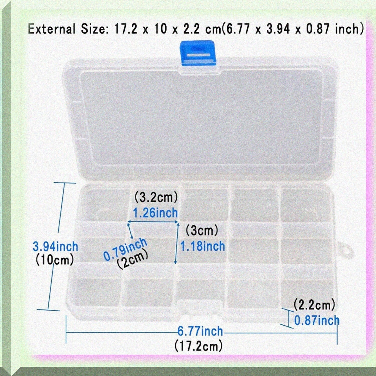 4 Pack Clear Plastic Compartment Boxes with Adjustable Dividers