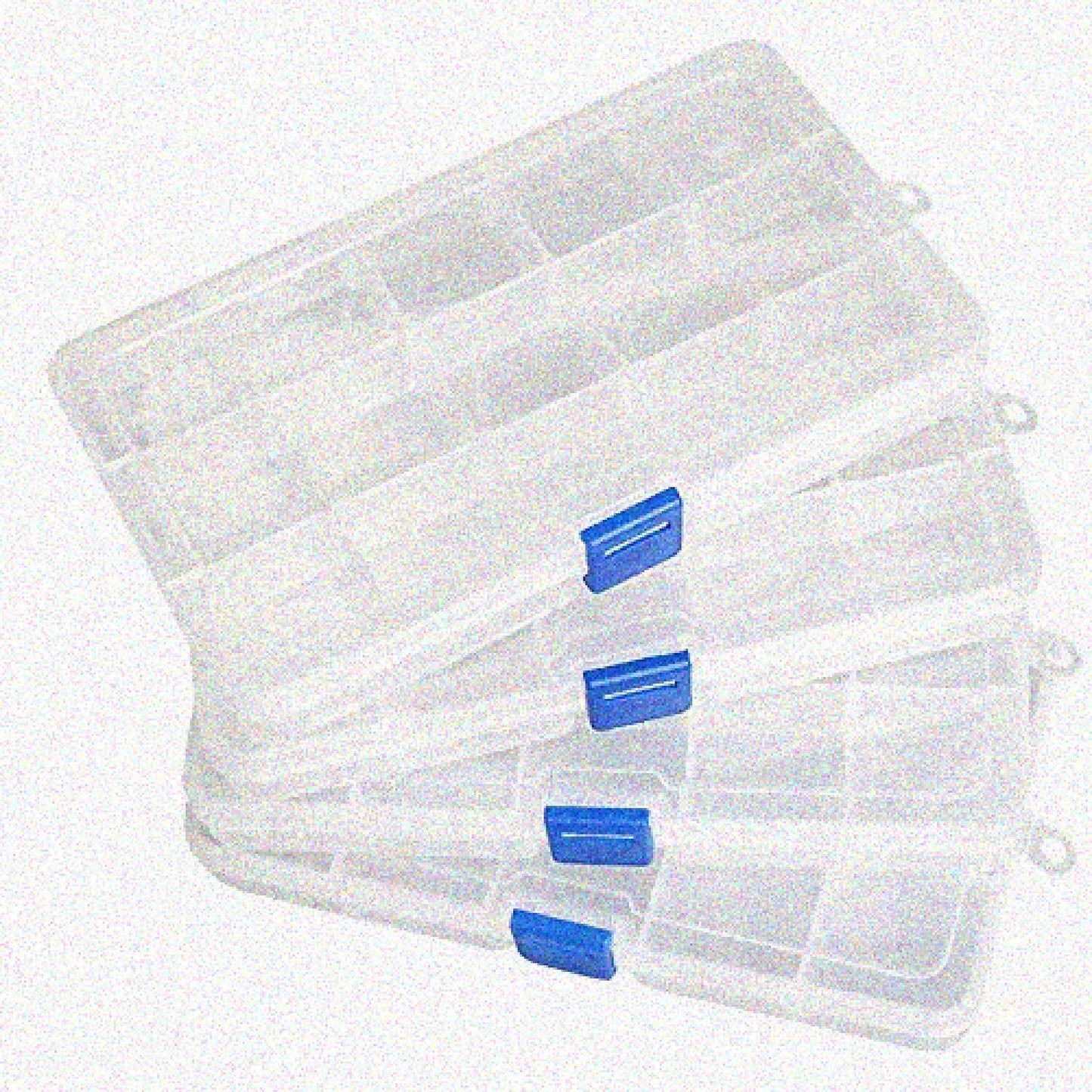 4 Pack Clear Plastic Compartment Boxes with Adjustable Dividers