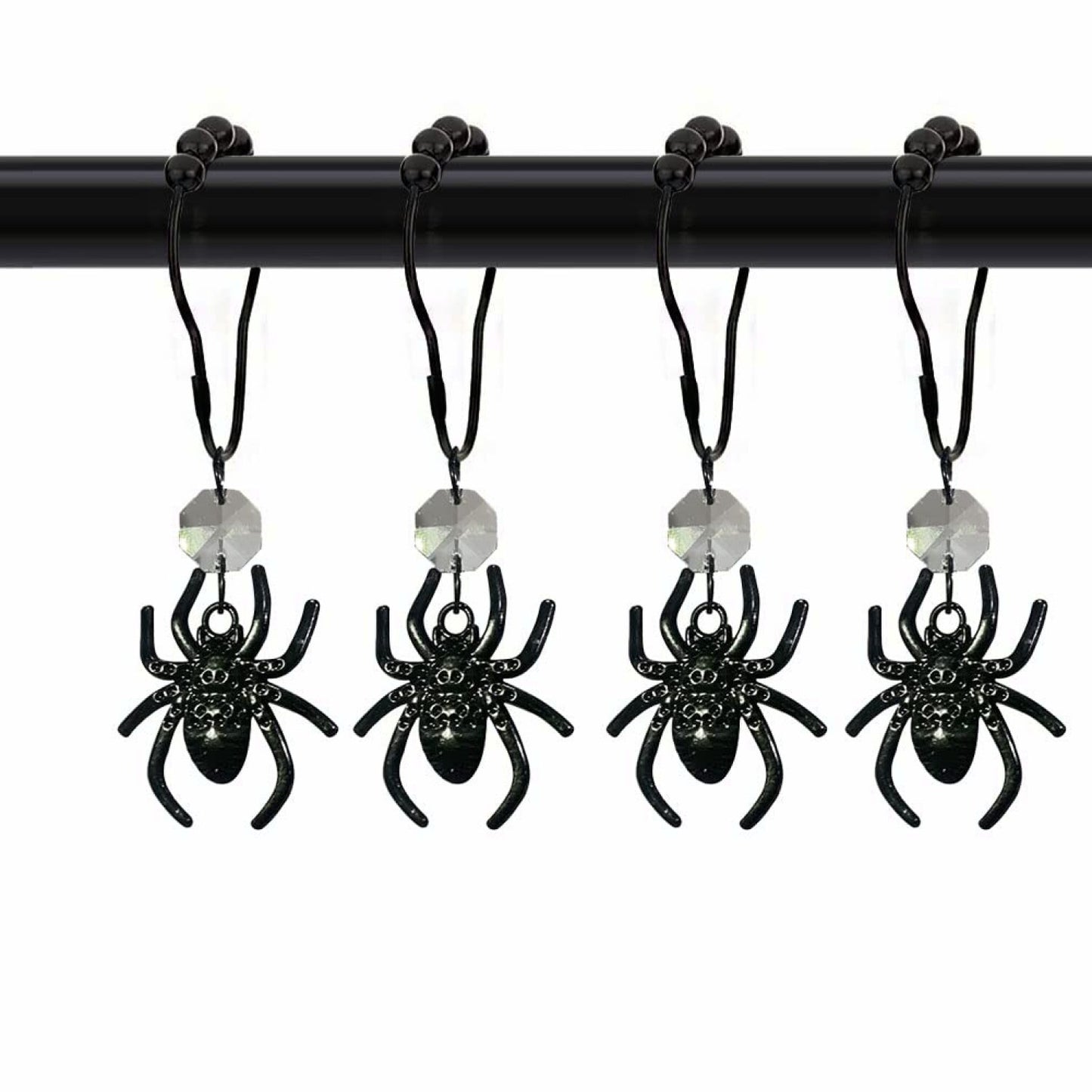Black Stainless Steel Shower Curtain Hooks Set of 12