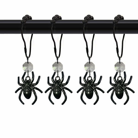 Black Stainless Steel Shower Curtain Hooks Set of 12