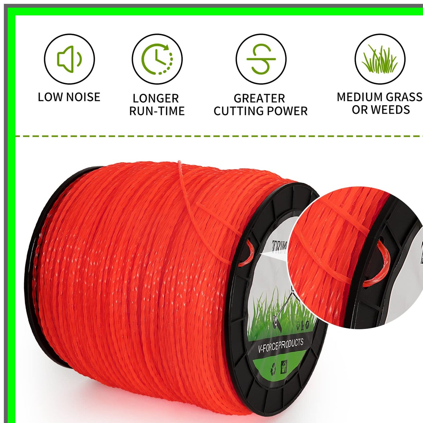 Heavy-Duty Twisted String Trimmer Line 095-Inch 5lb Spool for All Trimmers