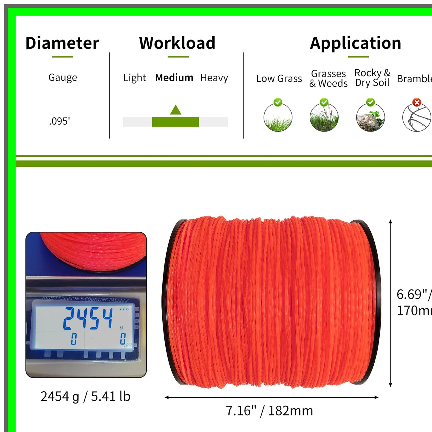 Heavy-Duty Twisted String Trimmer Line 095-Inch 5lb Spool for All Trimmers