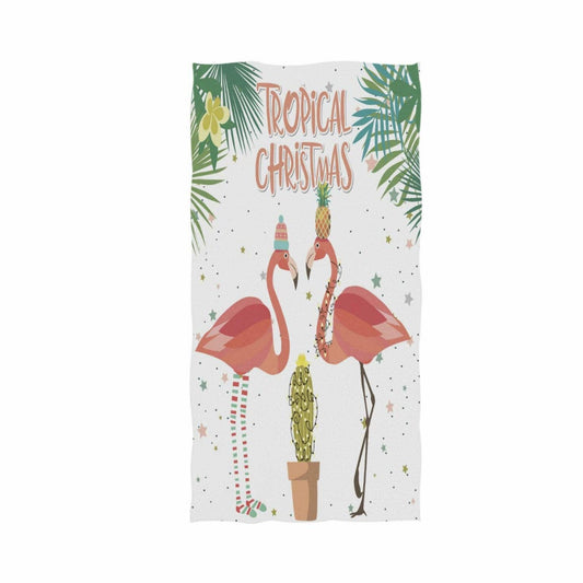 Tropical Cactus Leaves Flamingo Hand Towels 16"x30"